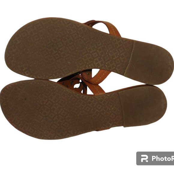 Tory Burch Miller Thong Sandals Brown Leather Size 6 - Picture 10 of 11